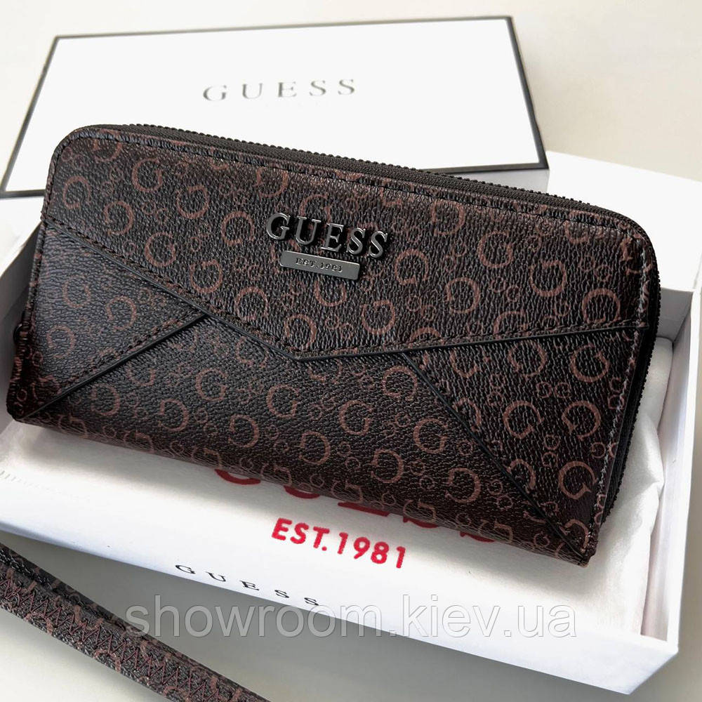 Жіночий гаманець на змійці Guess (7595) коричневий