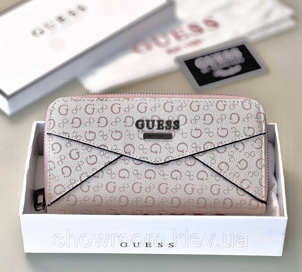 Жіночий гаманець на змійці Guess (7595) рожевий