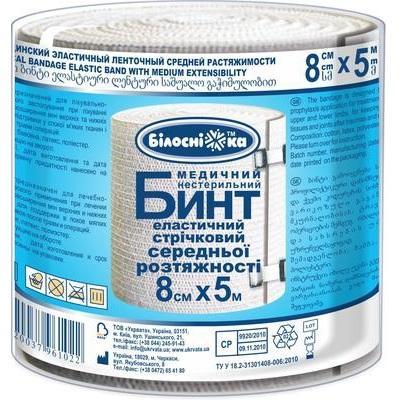 Бинт еластичний стрічковий середньої розтяжності, 8 см х 5 м