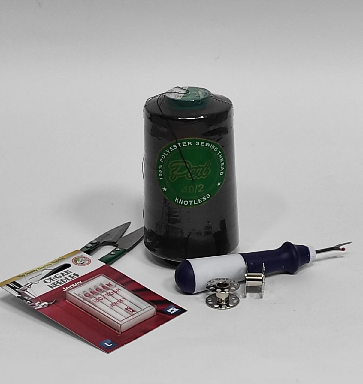 Нитки швейні універсальні 100% поліестер 40/2 Peri 4000 ярдів чорні BK (6600)