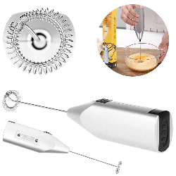 Капучинатор ручний для вершків та молока F-015, Сріблястий/ Міні-пінозбивач / Портативний міксер для молока