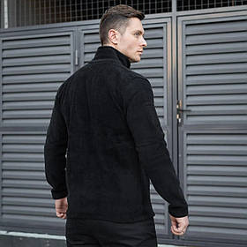 Тепла флісова тактична кофта для армії зсу, Армійська кофта чорного кольору з кишенями на блискавці розмір M ALLe506