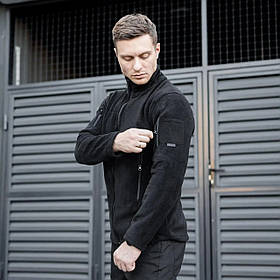 Тепла флісова тактична кофта для армії зсу, Армійська кофта чорного кольору з кишенями на блискавці розмір S ALLe505