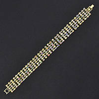 Браслет жіночий на руку золотиста доріжка каменів 4 ряди довжина 18 см ширина 12 мм бензиновий відтінок