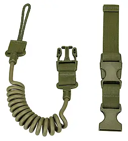 Страхувальний тренчик з карабіном для пістолета, страхувальна гумка від втрати зброї, Хакі ALLe768