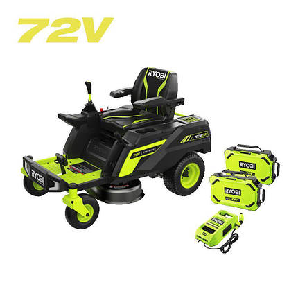 Газонокосарка-райдер акумуляторна Ryobi RY72ZTRX76-210, 72 В, 76 см, 2х10Аг, до 6000 м2, 25-100 мм, зарядне 14, фото 1