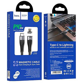 USB Кабель HOCO U99 Магнітний Type-C - Lightning для телефону, ноутбука, пк 100W 1.2М Чорний ALLe1763