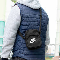 Мужская барсетка Nike Solo черная из ткани через плечо городская сумка мессенджер на 4 отделения молодежная