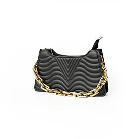 Сумка жіноча з ручкою ланцюжком золотого кольору, жіночий клатч, літня модна сумочка Чорна ALLe1829