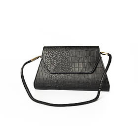 Сумка жіноча, стильний клатч, маленька сумочка через плече, міні сумка зі шкірозамінника, Чорна ALLe1842