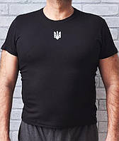 Летняя мужская черная футболка (батал) патриотическая, мужские нательные футболки на лето