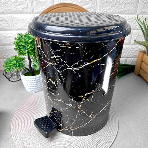 Черное с декором мрамор педальное ведро 2в1 17 л (2шт*8.5л), 366 Elif ...