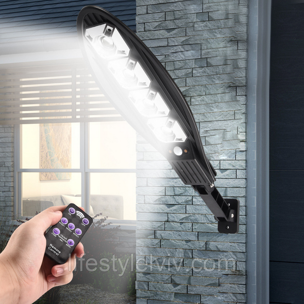 Настінний ліхтар із сонячною панеллю та датчиком руху 4 COB, IP65, LL-004 / Вуличний, світлодіодний прожектор, фото 1