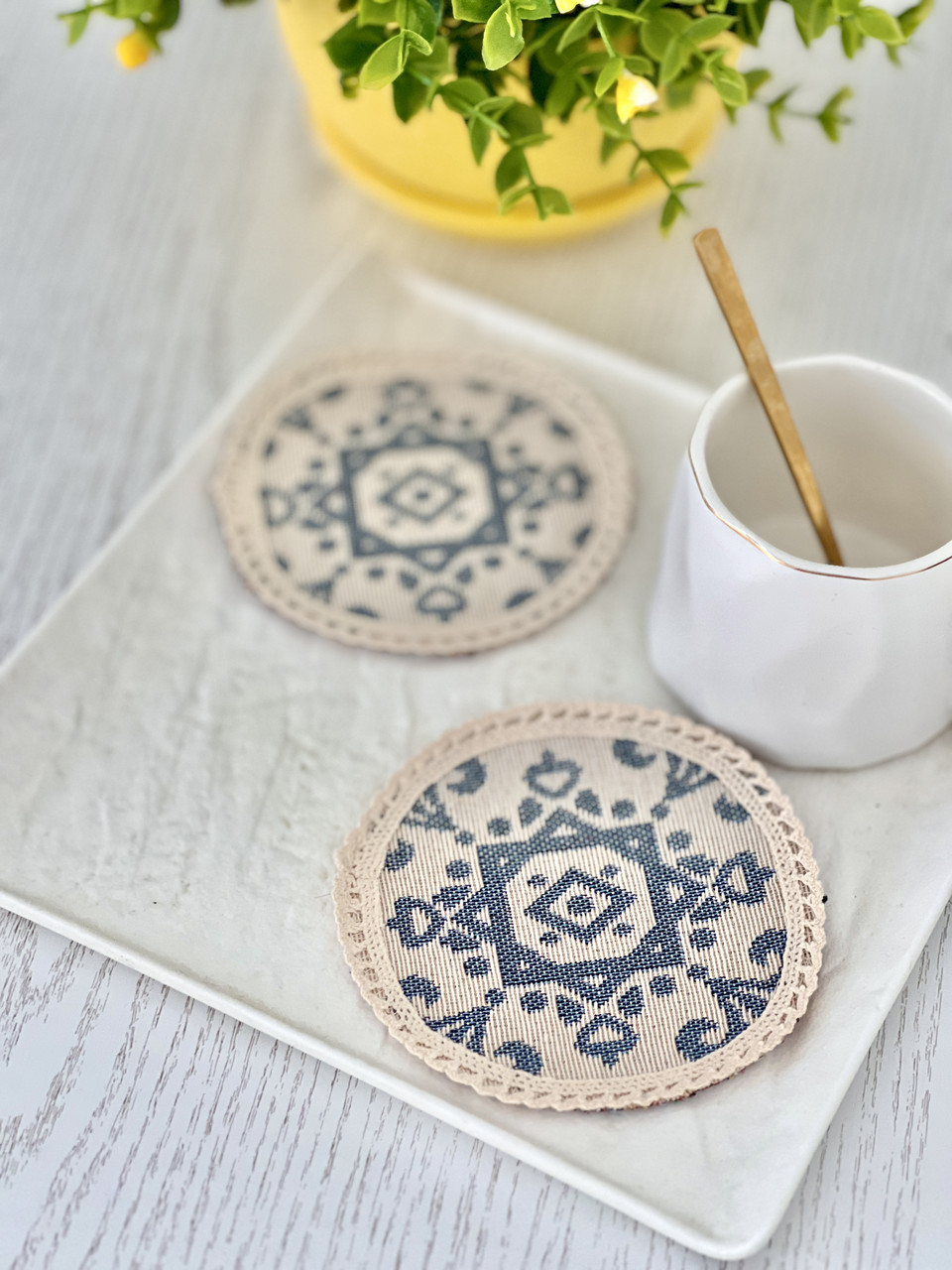 Серветка-підкладка гобеленова під кружку10 см., фото 1