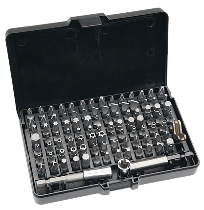 Набір біт Neo Tools, 99 од., 1/4", два тримачі, 95 біт 25мм, сталь S2, кейс, фото 1