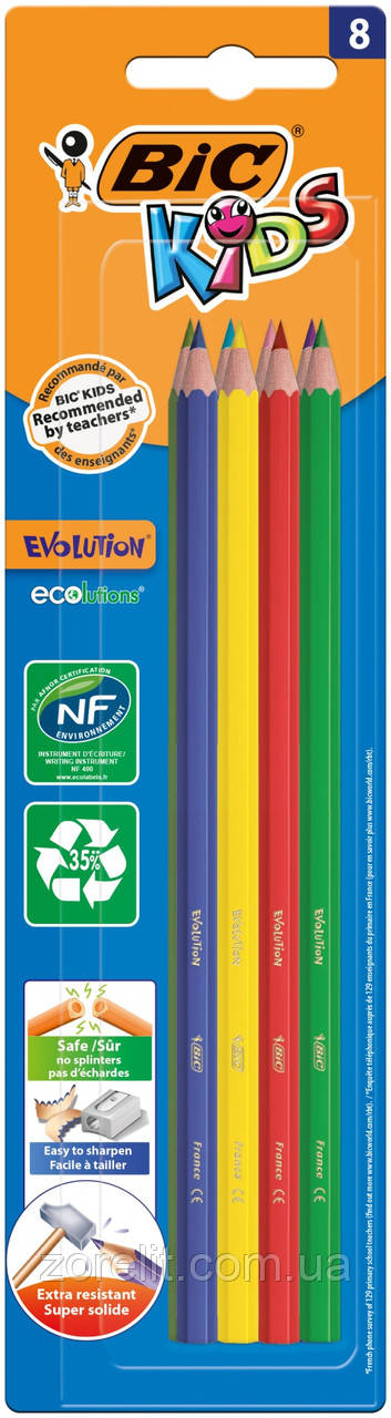Кольорові олівці Bic evolution (8 кольорів)