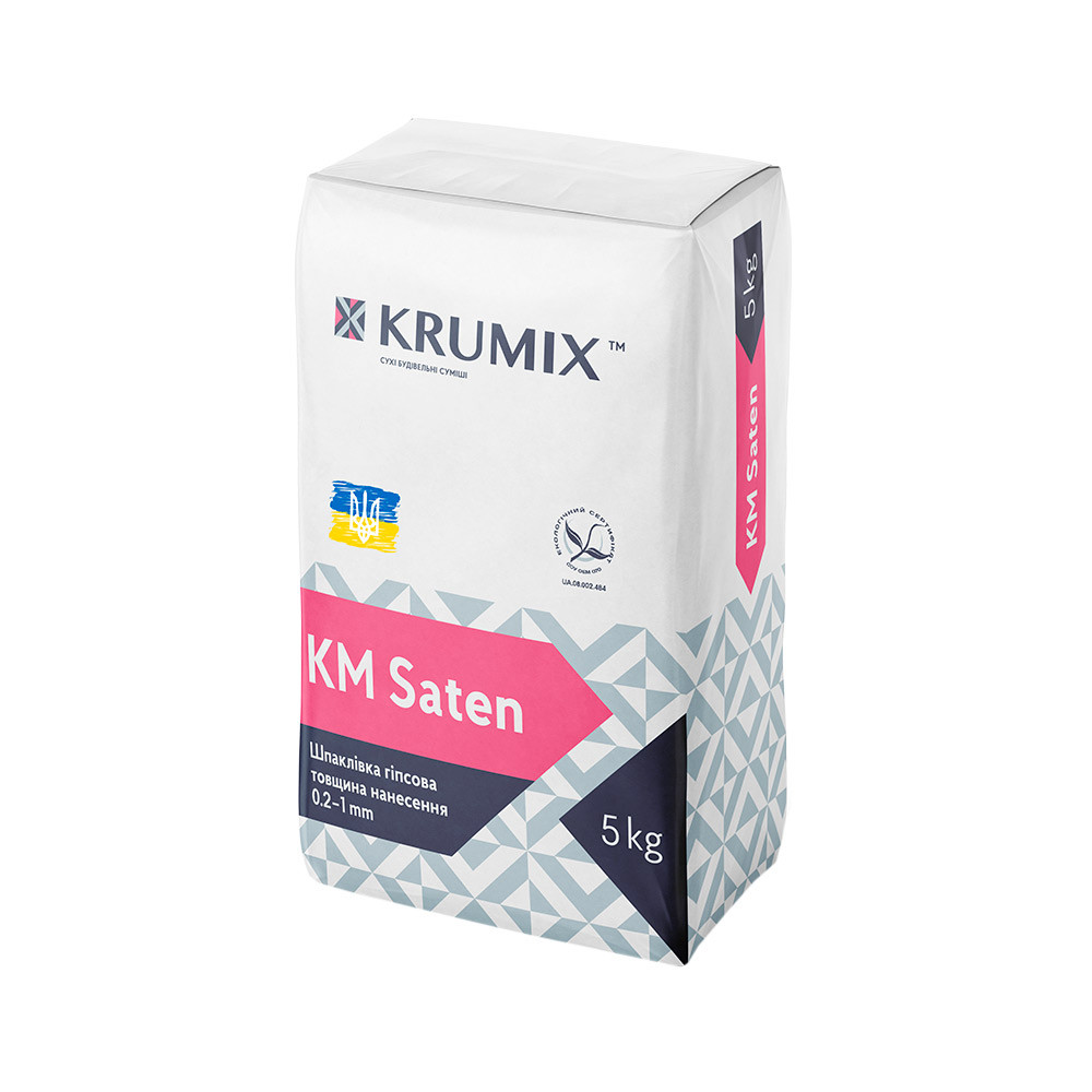 Шпаклівка гіпсова KRUMIX 5кг KM-SATEN, фото 1