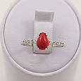 Каблучка срібна з коралом 1080-кр, фото 3