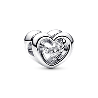 Серебряный шарм Pandora "Сияющее сердце и плавающий камень" 792493C01