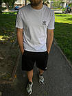 Чоловічий літній костюм Adidas білий із чорним футболка та шорти Адідас і шкарпетки в подарунок, фото 3
