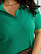 Плаття поло Урі модне трикотаж приталене короткий рукав великого розміру зелений, фото 3