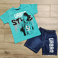 Костюм для хлопчиків з джинсовими шортами -UrbanStyle - бірюзового кольору 5-6-7-8 років