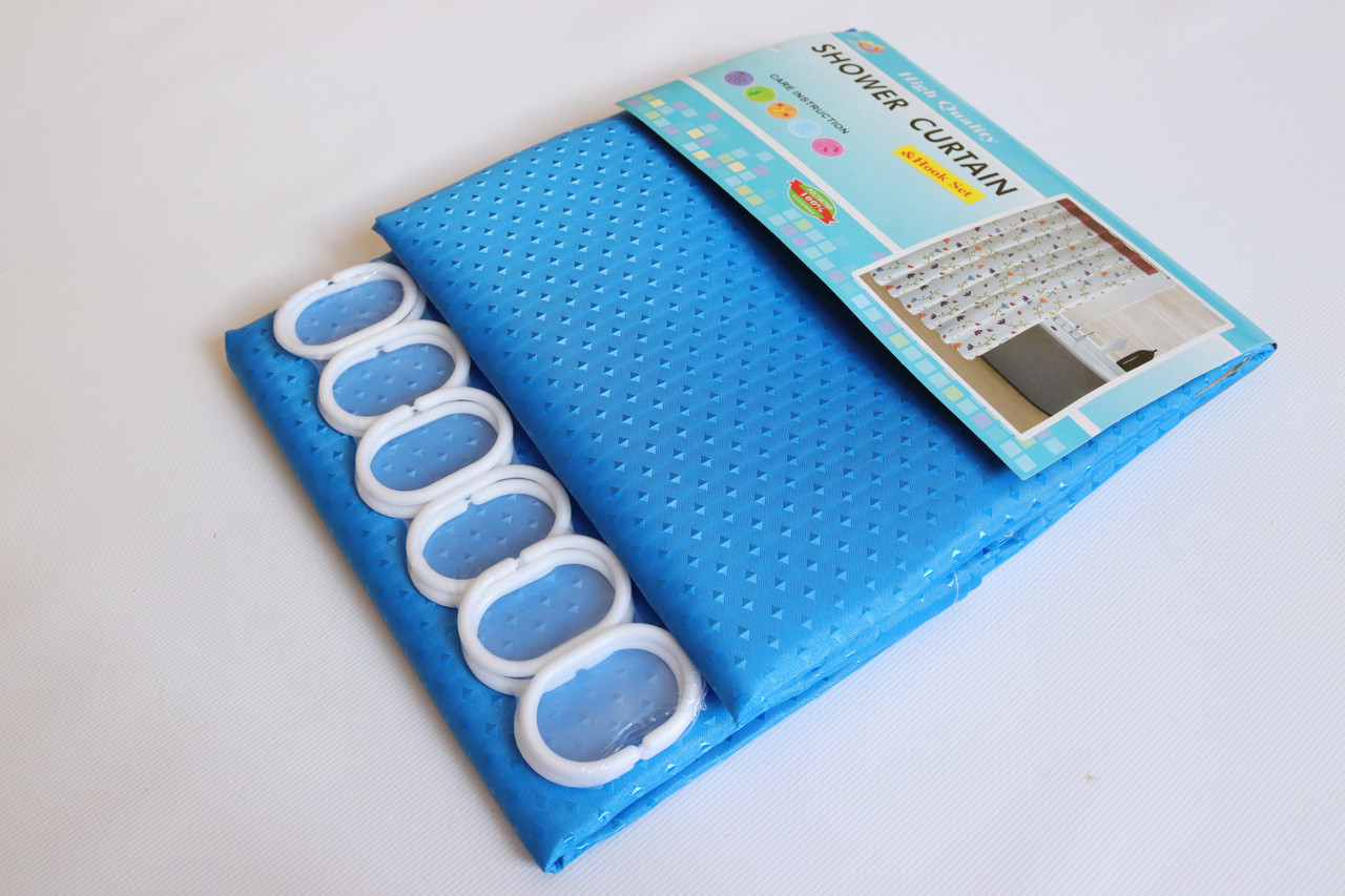 Штора для ванної однотонна 180*180 см 5214/blue