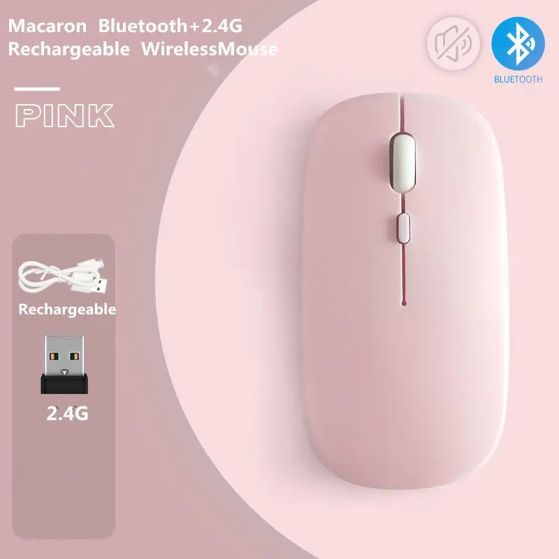 Бездротова миша з акумулятором, Bluetooth + 2.4 ГГц, безшумна, тиха, перезаряджається
