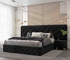 М'яке ліжко Oscar/ Оскар з тумбами темно-сірий велюр і підійомним механізмом ТМ Viorina-Deko