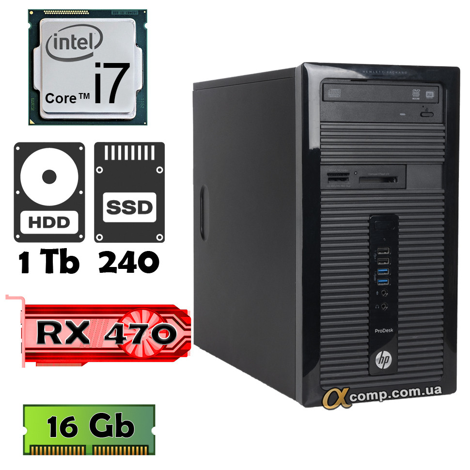 HP 490 G1 (i7 4770 • RX470 4Gb • 16Gb • 1Tb • ssd 240Gb) MT
