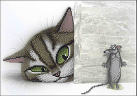 Схема для вышивки бисером Кот и мышь. Цена указана без бисера