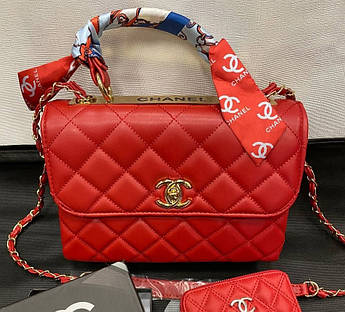 Жіноча сумка на ланцюжку Chanel, червона, 26*21*10 см, 931380