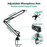 Кронштейн для мікрофона з попфільтром, посилений кронштейн для мікрофона з великим настільним затискачем, фото 2