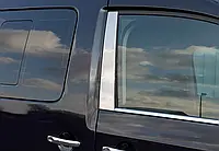 Молдинги на дверные стойки (2 шт, нерж) OmsaLine - Итальянская нержавейка для Volkswagen Caddy 2004-2010 гг