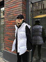 Трендовая утепленная демисезонная женская жилетка с капюшоном и кулисой на талии Gwm2403