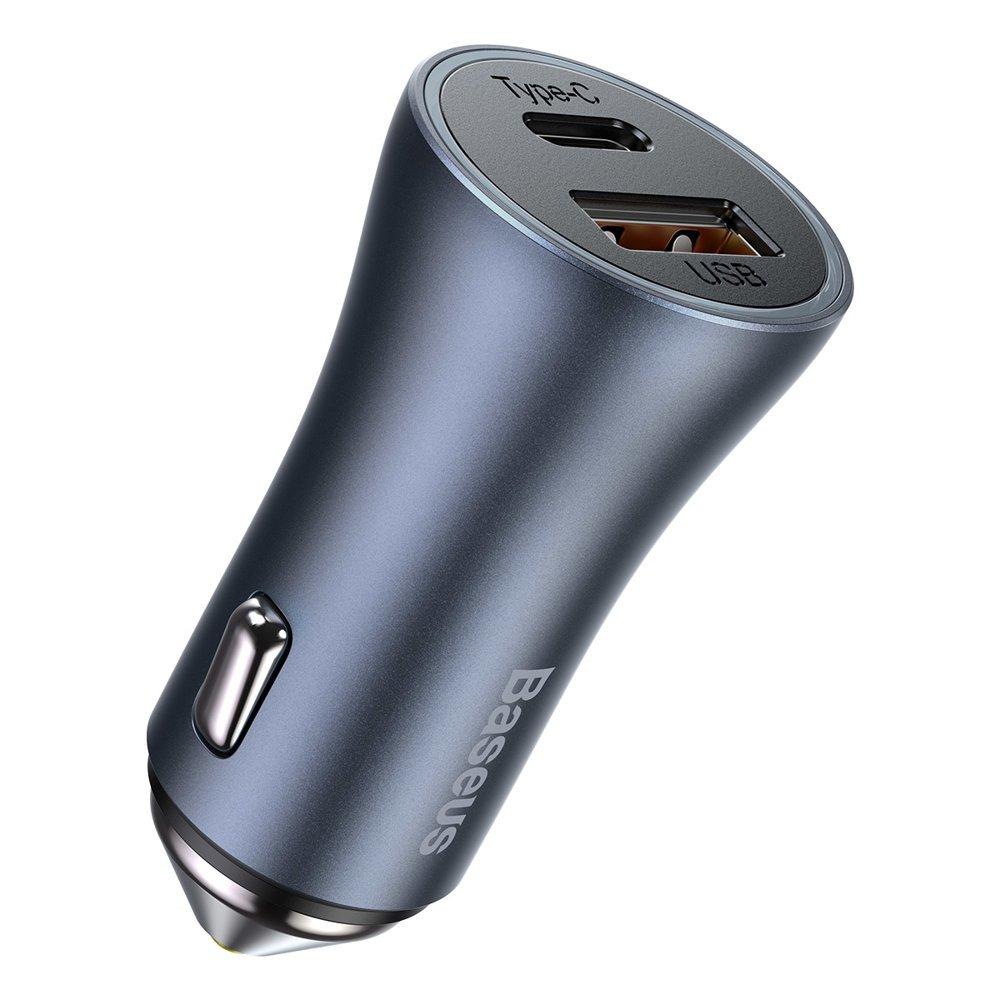 Автомобільний зарядний пристрій в прикурювач Baseus USB + Type-C 40 W Сірий (CCJD-0G)