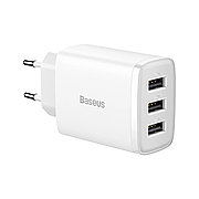 Зарядний пристрій (зарядка) для телефону Baseus Compact Charger 3 х USB 17 W Білий (CCXJ020102)