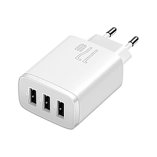 Зарядний пристрій (зарядка) для телефону Baseus Compact Charger 3 х USB 17 W Білий (CCXJ020102), фото 3
