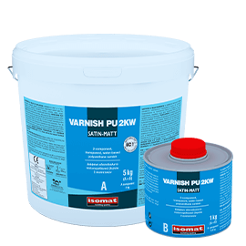 Ваніш-ПУ 2КВВ / Varnish-PU 2KW сатин-мат - двокомпонентний прозорий поліуретановий лак на водній основі 1 кг, фото 1