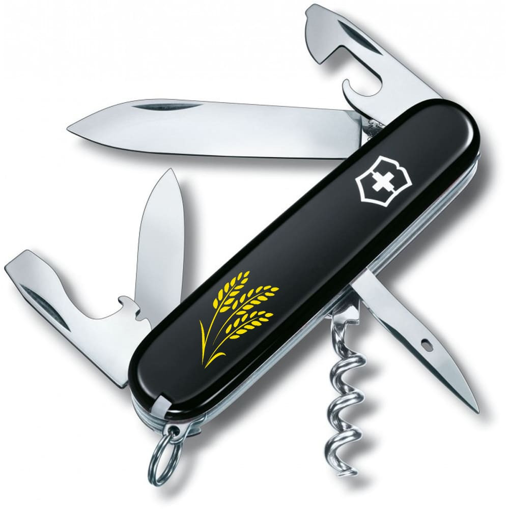 Ніж Victorinox Spartan Ukraine 91мм 12 функцій чорний з колосками пшениці