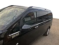 Нижние молдинги стекол по всей длинне (8 шт., нерж) OmsaLine, L2 для Mercedes Vito / V W447 2014-2024 гг