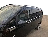 Нижние молдинги стекол по всей длинне (8 шт., нерж) OmsaLine, L3 для Mercedes Vito / V W447 2014-2024 гг