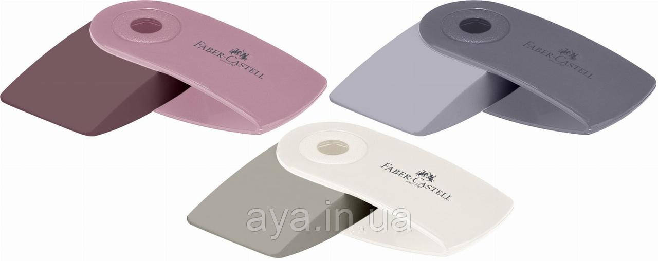 Гумка, ластик SLEEVE Mini Faber-Castell вініловий у пластиковому чохлі (колір сірий в білому корп.) 182434, фото 1