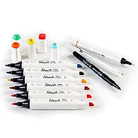Маркери TOUCH 12 кольорів набір двосторонніх тіньових маркерів на спиртовій основі колірна палітра НА ВИБІР, фото 5
