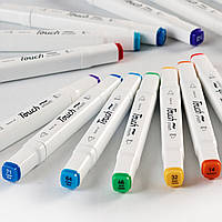 Маркери TOUCH 12 кольорів набір двосторонніх тіньових маркерів на спиртовій основі колірна палітра НА ВИБІР, фото 6