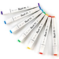 Маркери TOUCH 12 кольорів набір двосторонніх тіньових маркерів на спиртовій основі колірна палітра НА ВИБІР, фото 7