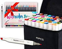 Набір для скетчів, художні спиртові маркери для скетчингу Touch Smooth 40 штук + 20 шт аквамаркеров, фото 4