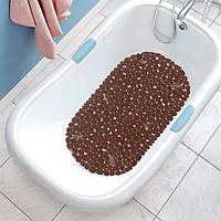 Силиконовый коврик для ванны Bathlux овальной формы, нескользящий, люкс качество 69 х 35 см Коричневый aiw s