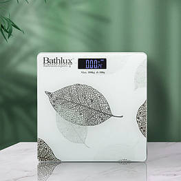 Ваги підлогові Bathlux зі скла побутові, супероточені, до 180 кг, дизайн Leaves 145 Люкс качество!+