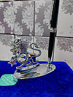 Письмовий набір "Лев" Swarovski. ручка + статуетка срібляста